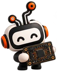 Typmax mascot holding a circuit board