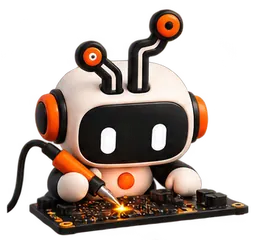Typmax mascot soldering a board